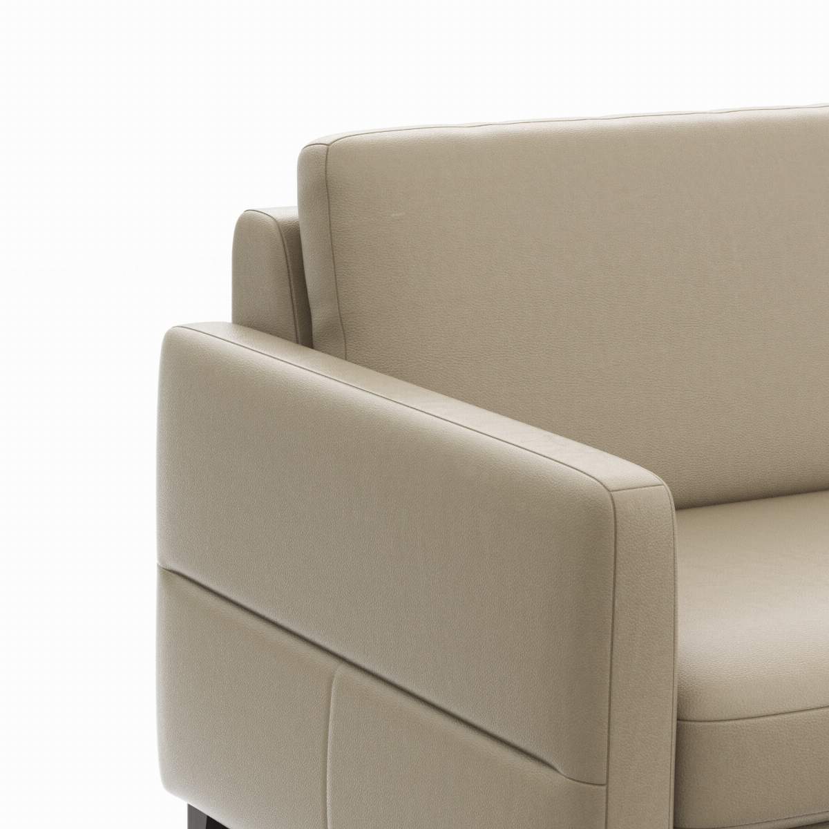 Ecksofa Arima N - 2,5-Sitzer mit Longchair rechts inkl. Kopfteil verstellbar, Leder, Champagner