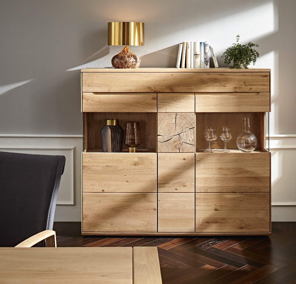 Highboard Amora - Wildeiche massiv bianco