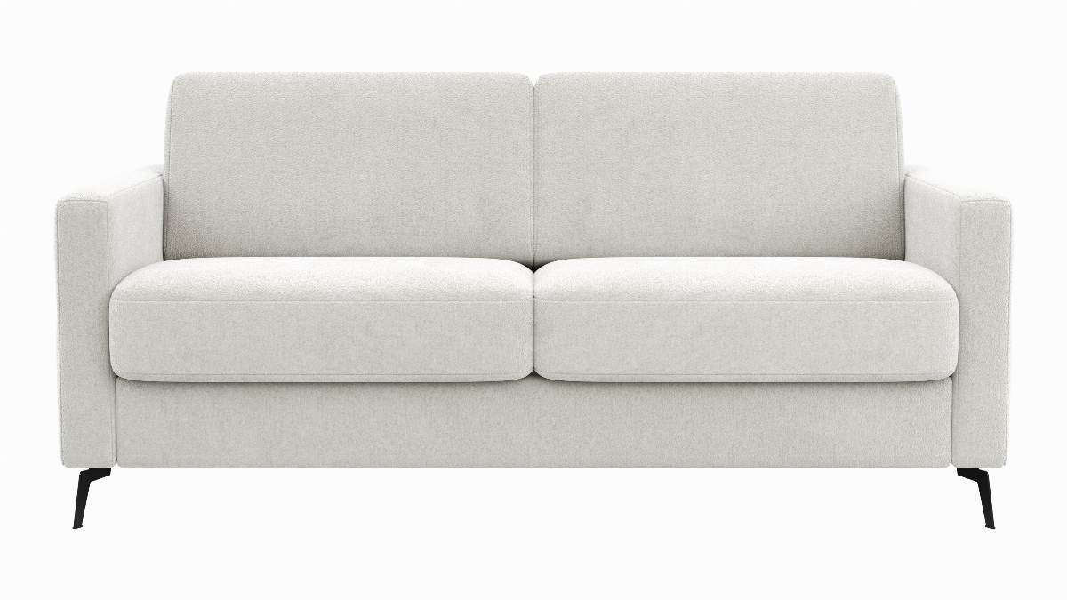 Schlafsofa Laredo - 2,5-Sitzer inkl. Schlaffunktion und Armlehne klappbar, Stoff, Offwhite