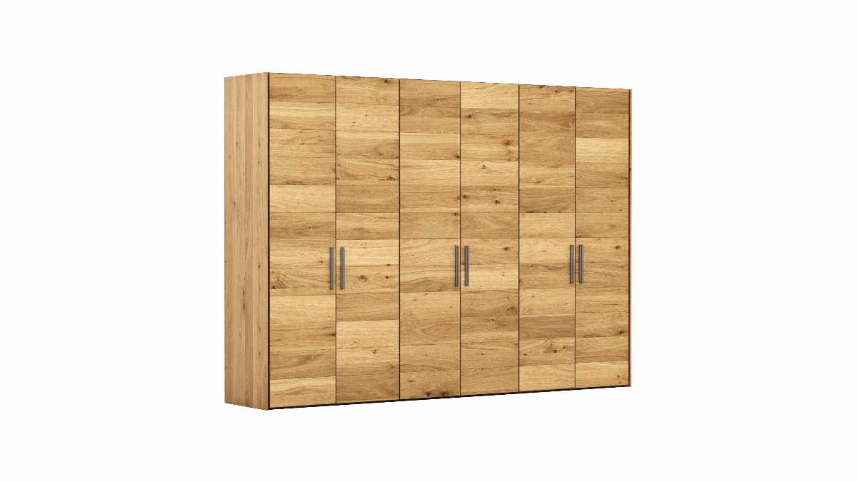 Drehtürenschrank Colorado - B. ca. 307 cm, Wildeichefurnier natur