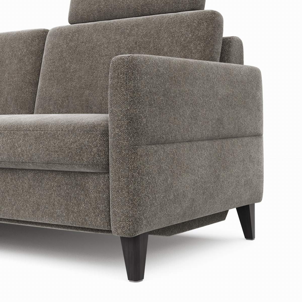 Ecksofa Arima N - Longchair mit 2,5-Sitzer rechts inkl. Relaxfunktion und Kopfstütze motorisch, Stoff, Mocca