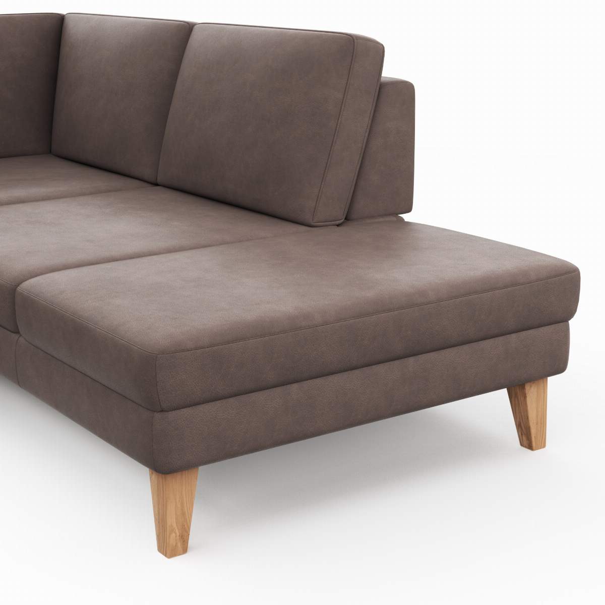 Ecksofa Houston - 2,5-Sitzer, Eckelement und 1-Sitzer mit Abschlussteil rechts,  inkl. Sitztiefenverstellung und Armlehne klappbar, Leder, Dunkelbraun