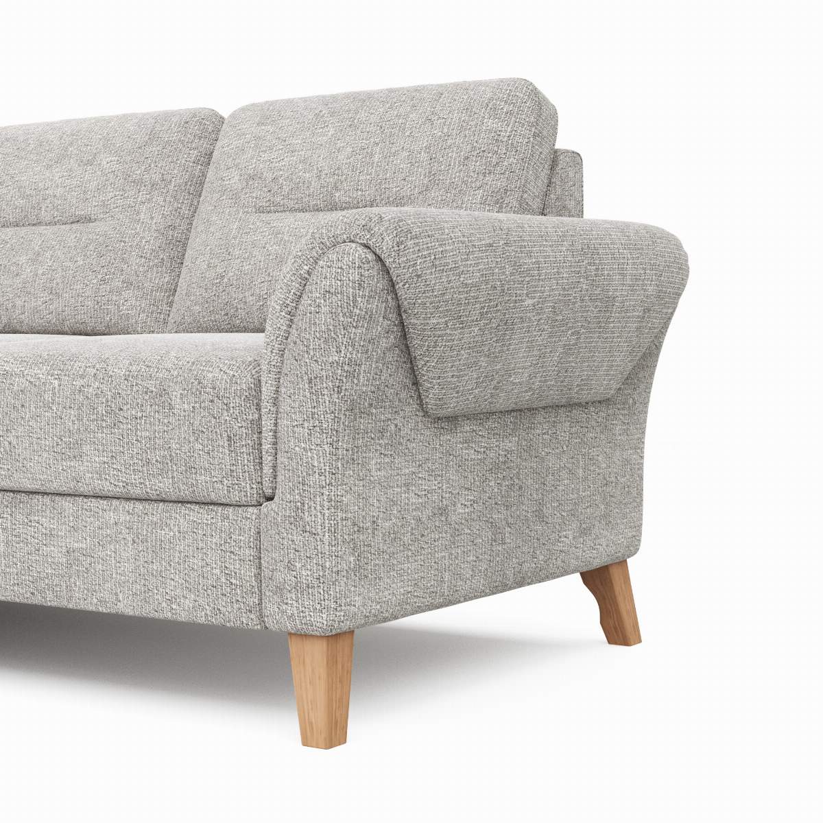 Ecksofa Almyra - Ottomane links mit 2,5-Sitzer, Stoff, Silbergrau