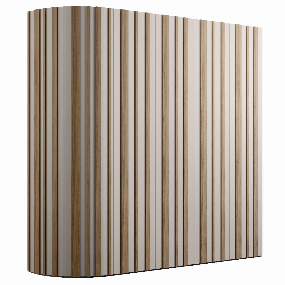 Drehtürenschrank Solina Stave - B ca. 240cm, Lack matt Taupe, furniert Nussbaum bianco