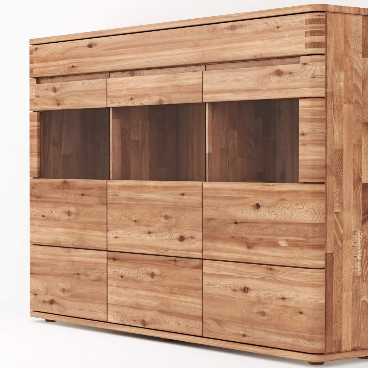 Highboard Cartago Soft - Astbuche massiv, natur geölt
