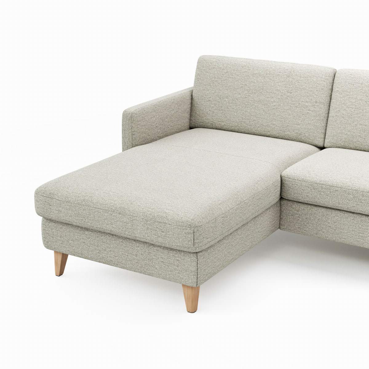 Ecksofa Arima N - Longchair links mit 2,5-Sitzer, Stoff, Creme