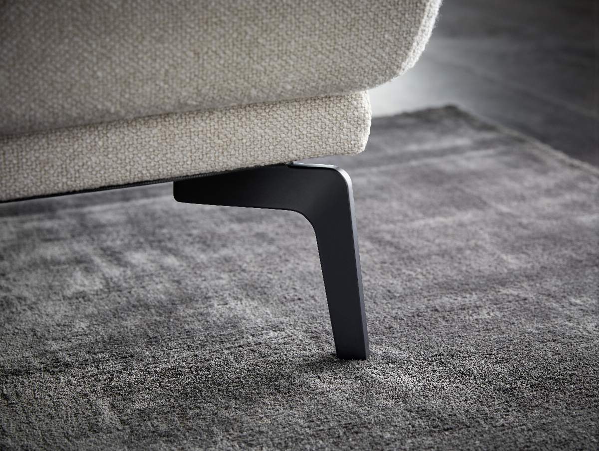 Ecksofa Amadena - 2-Sitzer mit Ecke rechts inkl. Kopfteilverstellung und Sitzvorzug, Stoff, Creme