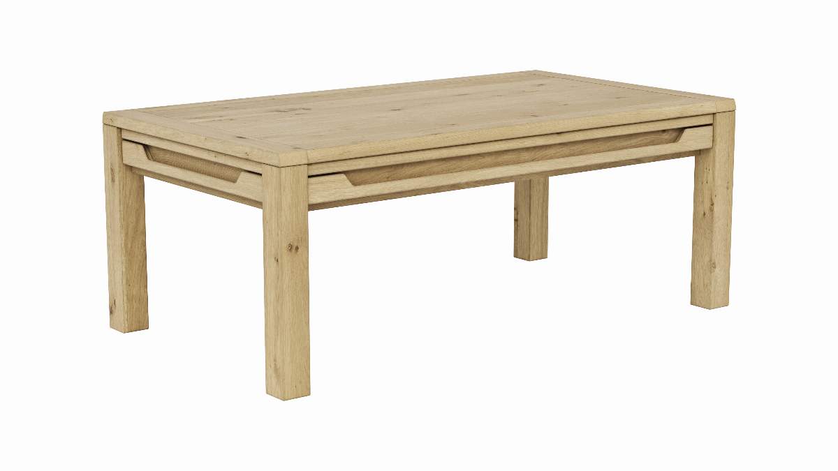 Couchtisch Amora - LBH ca. 65x115x45 cm, Wildeiche massiv bianco