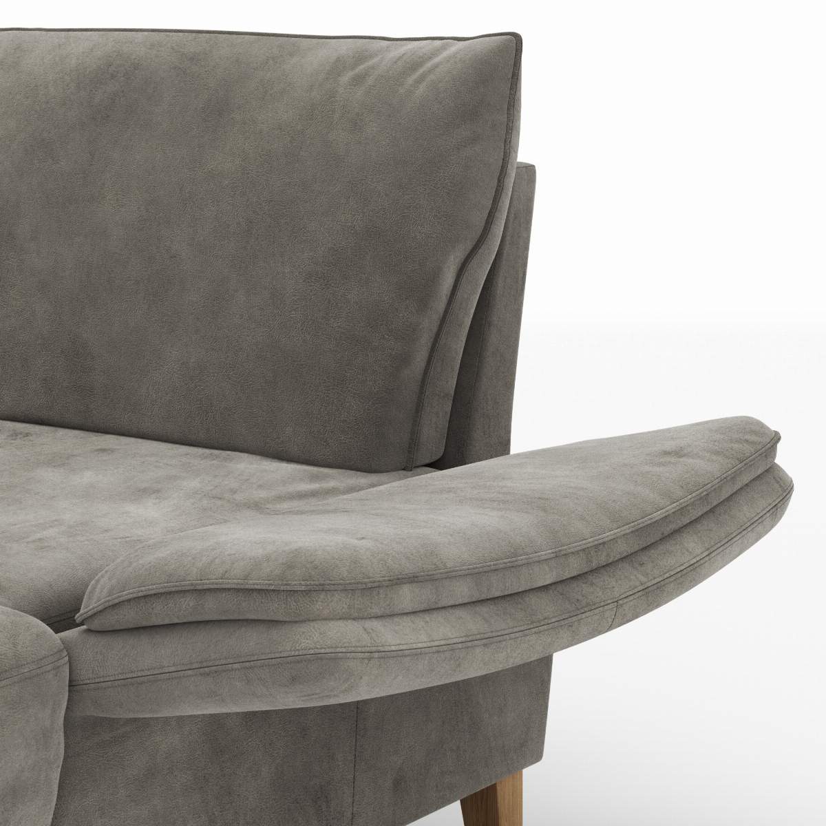 Sofa Stamford - inkl. Armlehne verstellbar und Kopfstütze, Ecksofa 2-sitzig und Abschlusshocker links mit 3,5-Sitzer, Bogen rechts, Stoff, Anthrazit