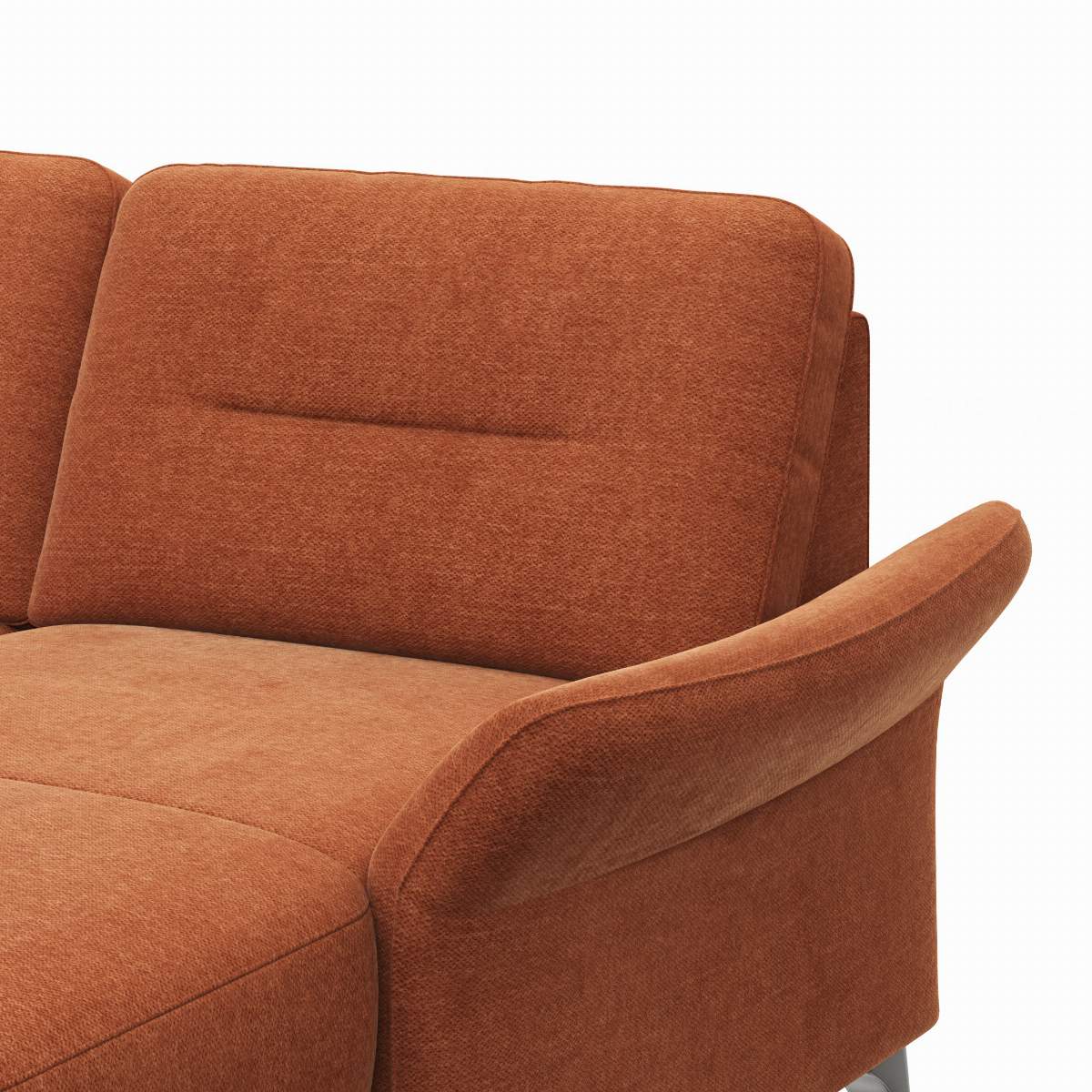 Wohnlandschaft Almyra - Ottomane links, 2,5-Sitzer, Longchair rechts, Stoff, Kupfer