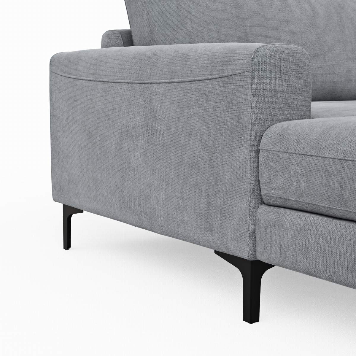 Wohnlandschaft Oviedo - Longchair links mit 2-Sitzer und Ecke rechts, Stoff, Grau