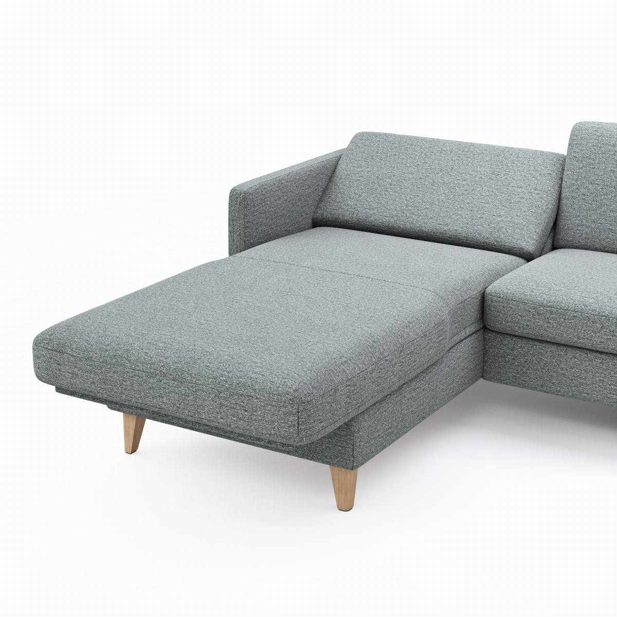 Ecksofa Arima N - Longchair links, 2,5-Sitzer, Relaxfunktion, Sitzvorzug (motorisch), Stoff, Hellgrau