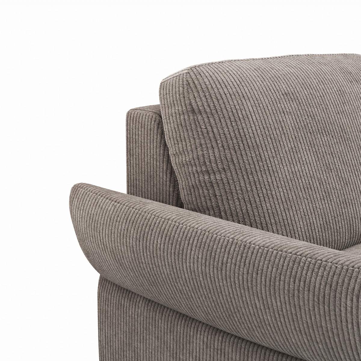 Ecksofa Rockport A - 2,5-Sitzer mit Ecke rechts inkl. Armlehne klappbar, Stoff, Braun