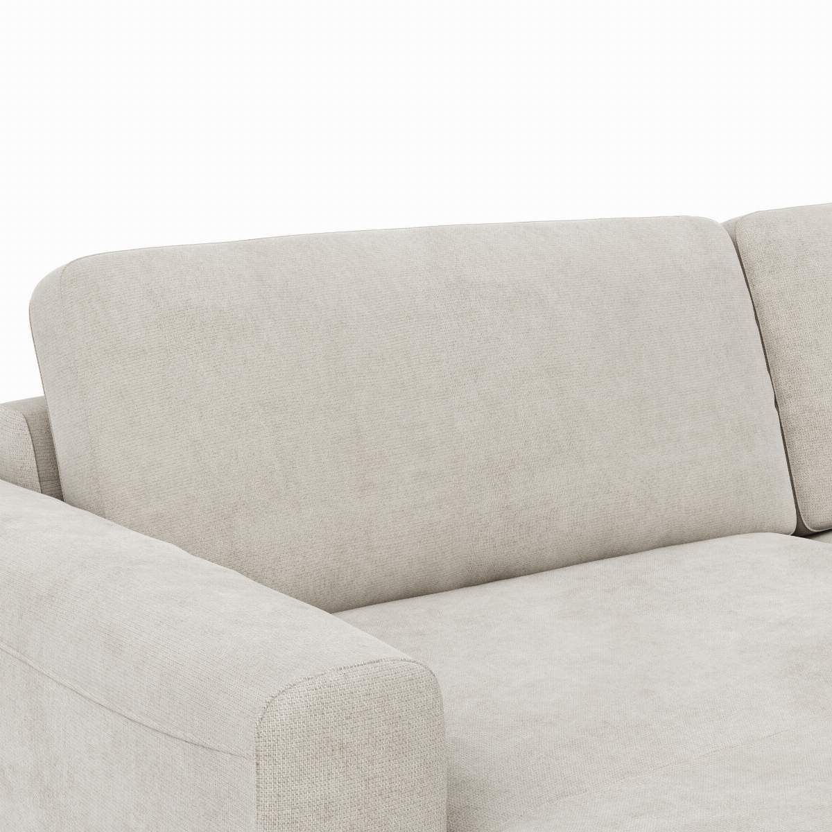 Wohnlandschaft Oviedo - Longchair links mit 2-Sitzer und Ecke rechts, Stoff, Natur