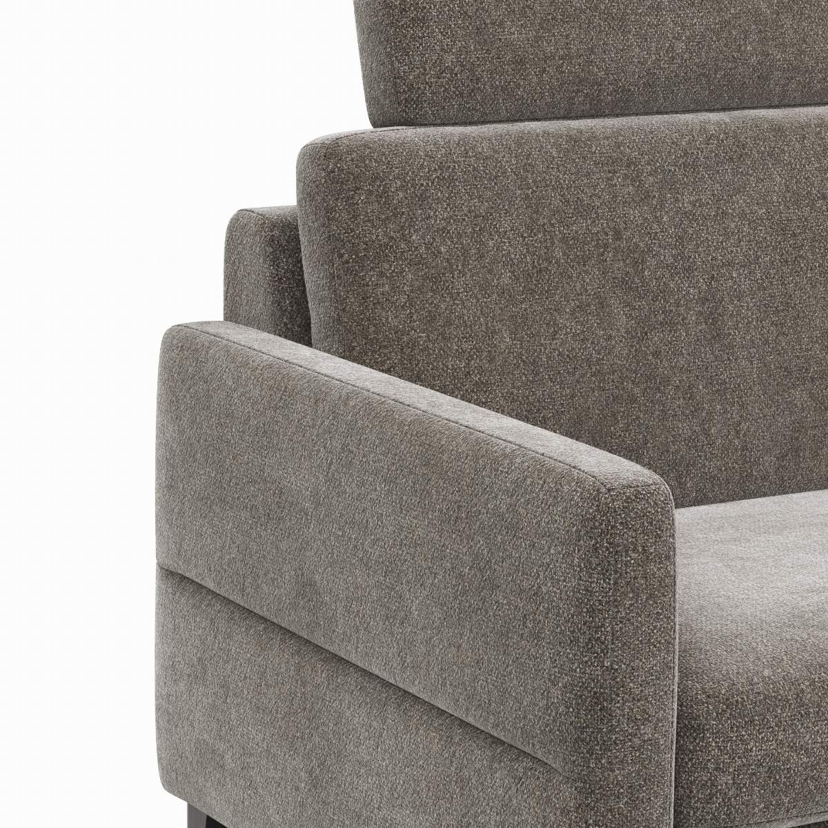 Ecksofa Arima N - 2,5-Sitzer mit Longchair rechts inkl. Relaxfunktion und Kopfstütze motorisch, Stoff, Mocca