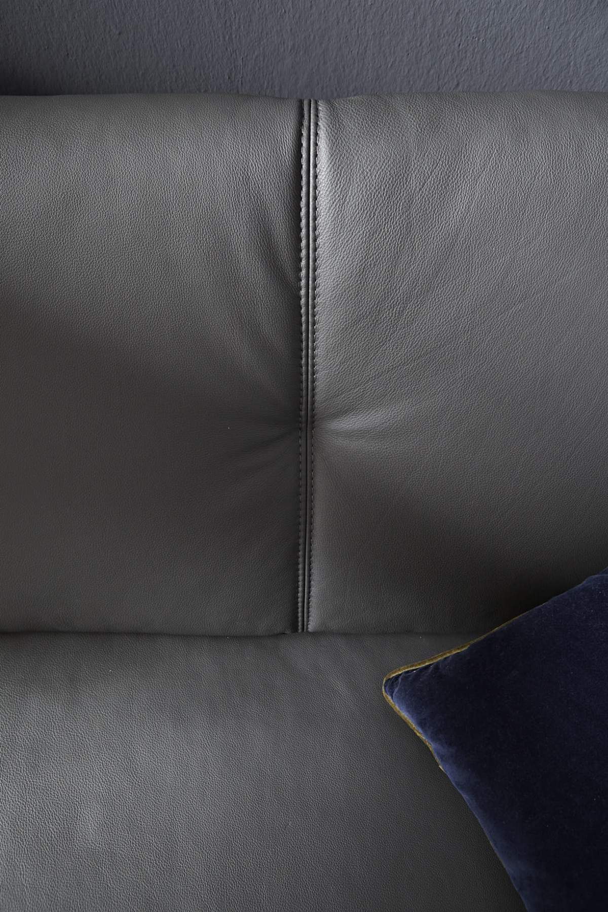 Sofa Tenero - 3-Sitzer inkl. Armlehne verstellbar, Leder, Anthrazit