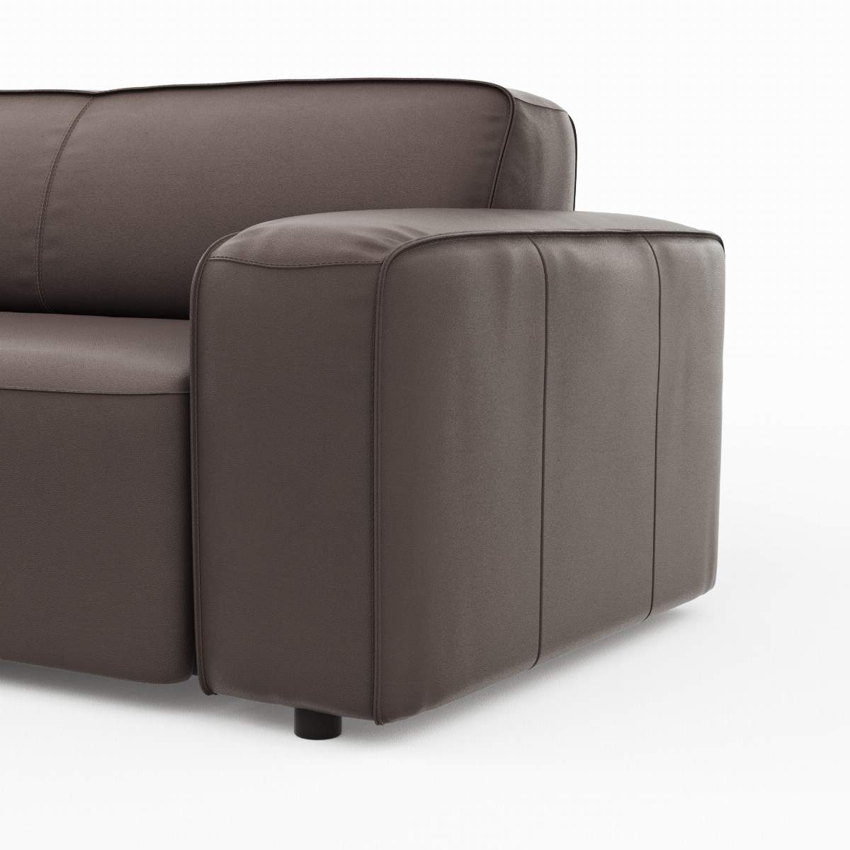 Ecksofa Denver - Longchair links, groß mit 2,5-Sitzer, Leder, Mocca
