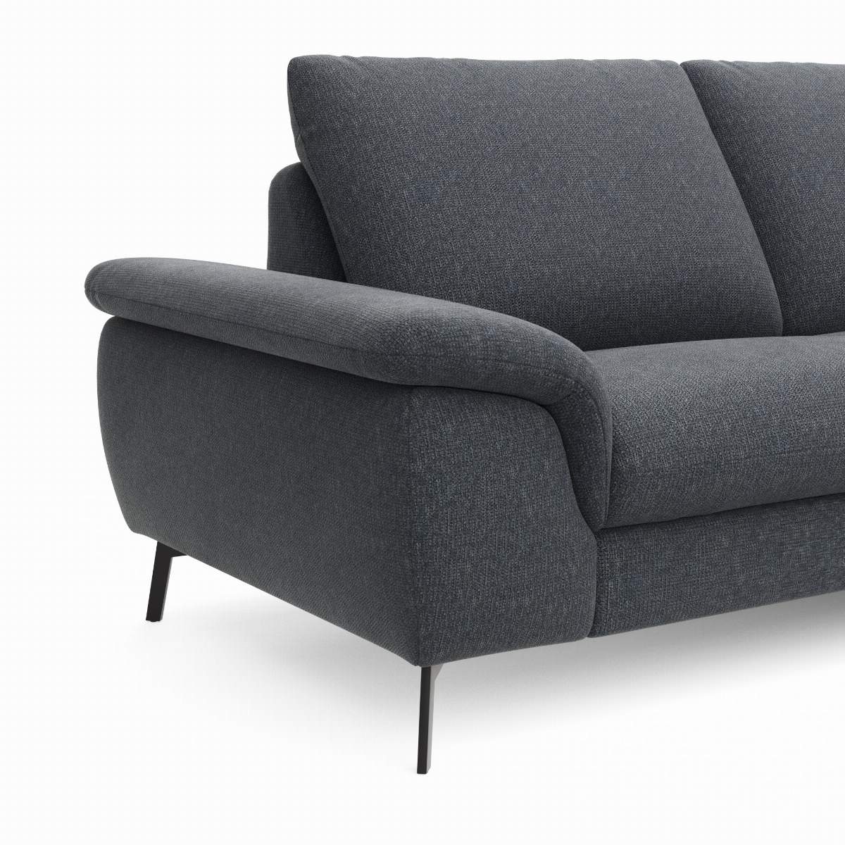 Ecksofa Gotera - 1,5-Sitzer med. + 1,5-Sitzer med. mit Longchair rechts inkl. Rückenlehne verstellbar, Stoff, Anthrazit