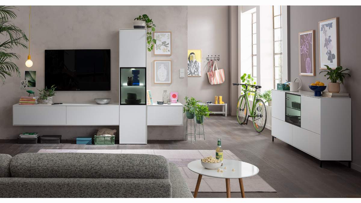 Sideboard Medio - inkl. Beleuchtung, Lack, Weiß