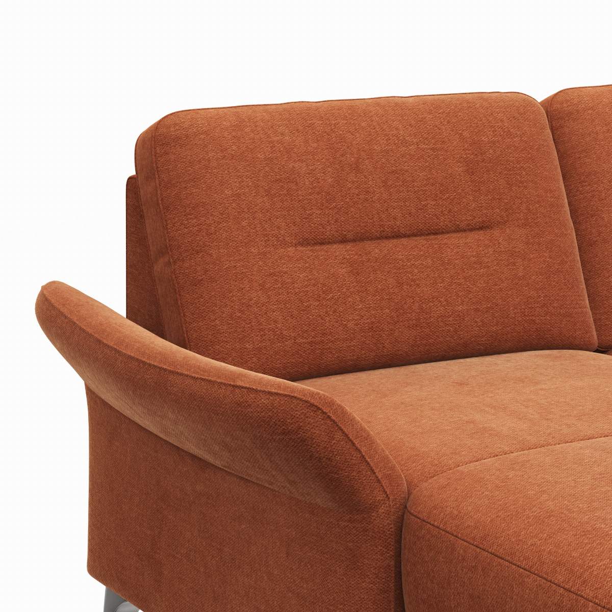 Wohnlandschaft Almyra - Longchair links, 2,5-Sitzer, Ottomane rechts, Stoff, Kupfer