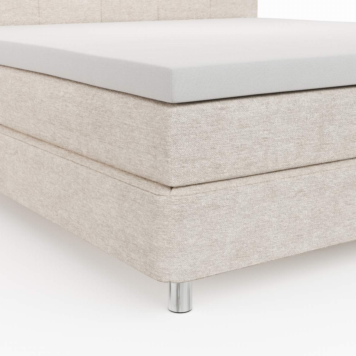 Boxspringbett Alpin - Liegefläche 200x200cm, Stoff, Graubeige