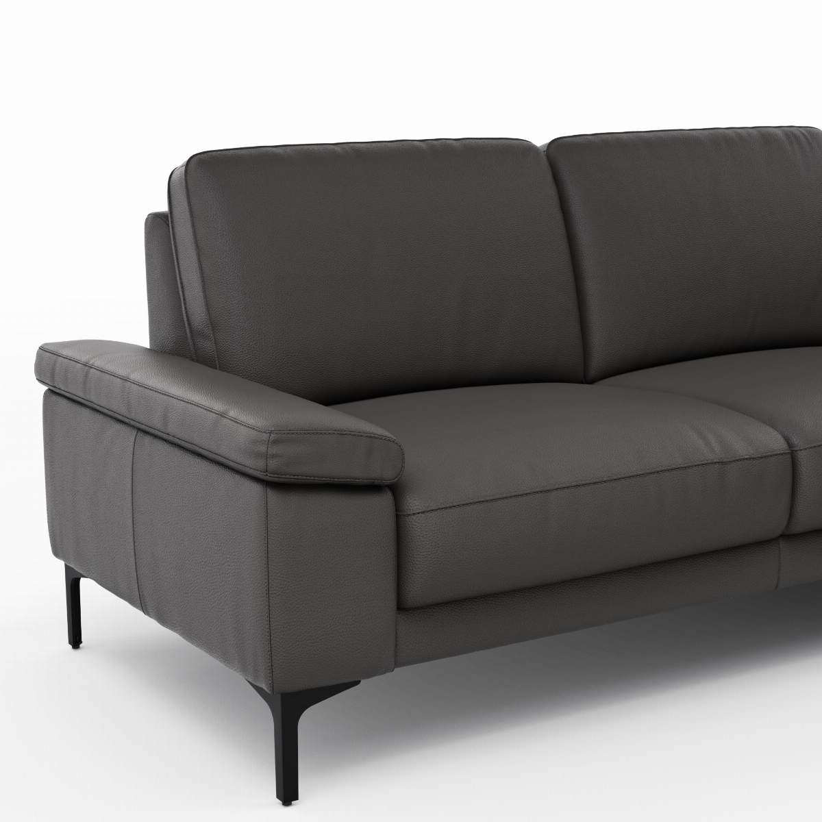 Ecksofa Matero - 2-Sitzer mit Ecke rechts, Leder, Anthrazit
