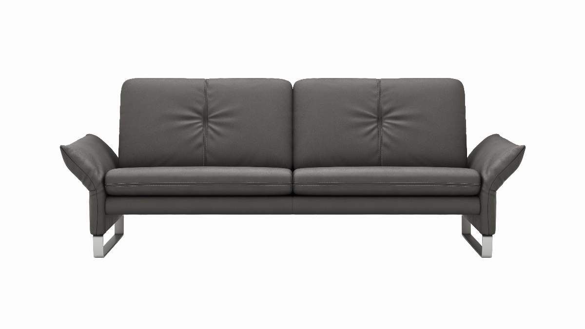 Sofa Tenero - 3-Sitzer inkl. Armlehne verstellbar, Leder, Anthrazit