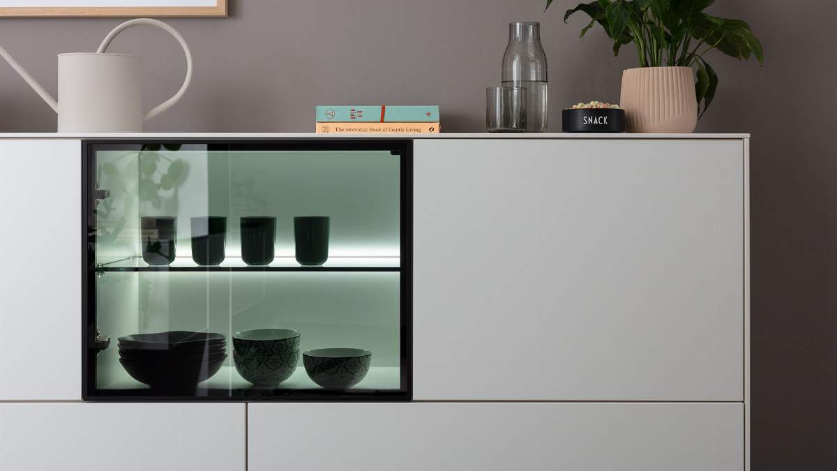 Sideboard Medio - inkl. Beleuchtung, Lack, Weiß