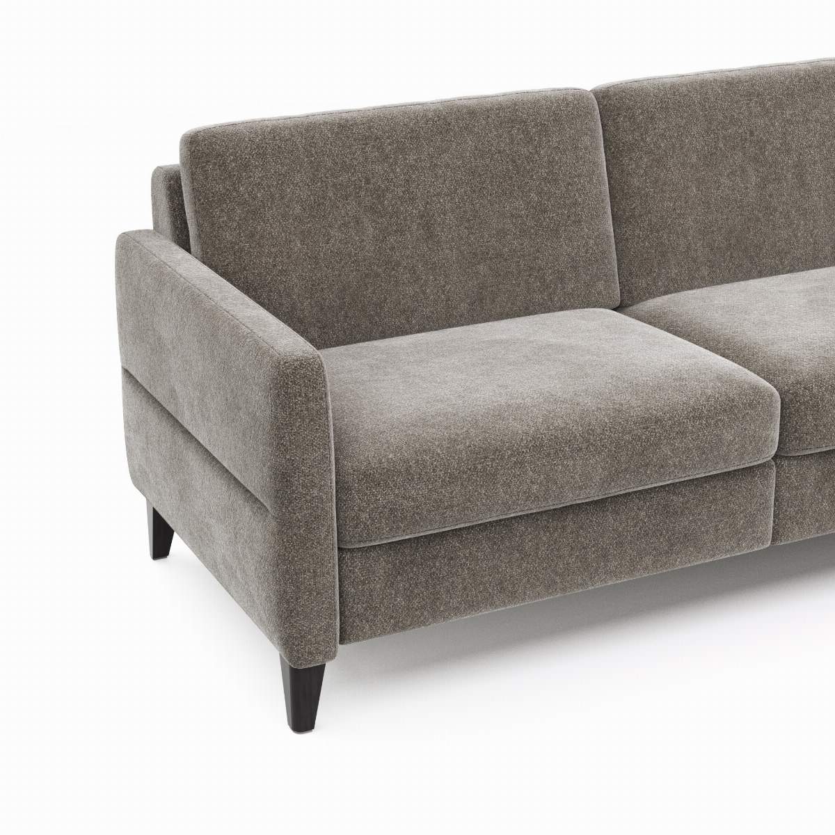 Ecksofa Arima N - 2,5-Sitzer mit Longchair rechts inkl. Kopfteil verstellbar, Stoff, Mocca