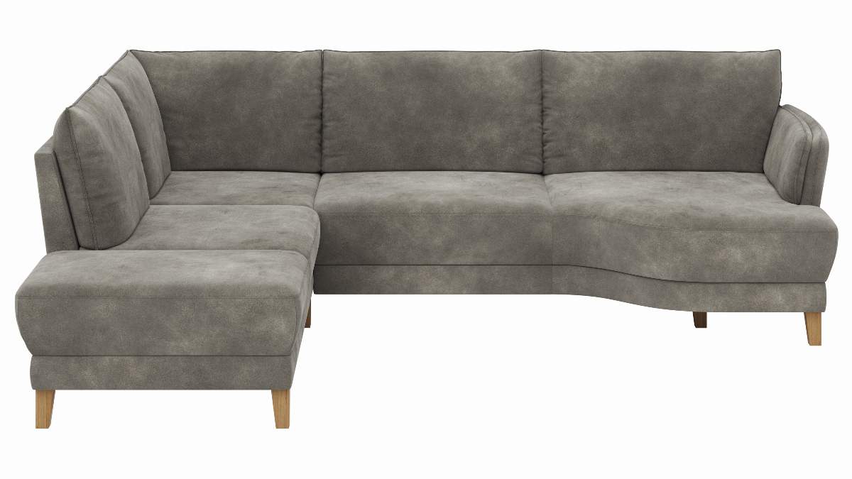 Sofa Stamford - Ecksofa 2-sitzig und Abschlusshocker links mit 3,5-Sitzer, Bogen rechts, Stoff, Anthrazit