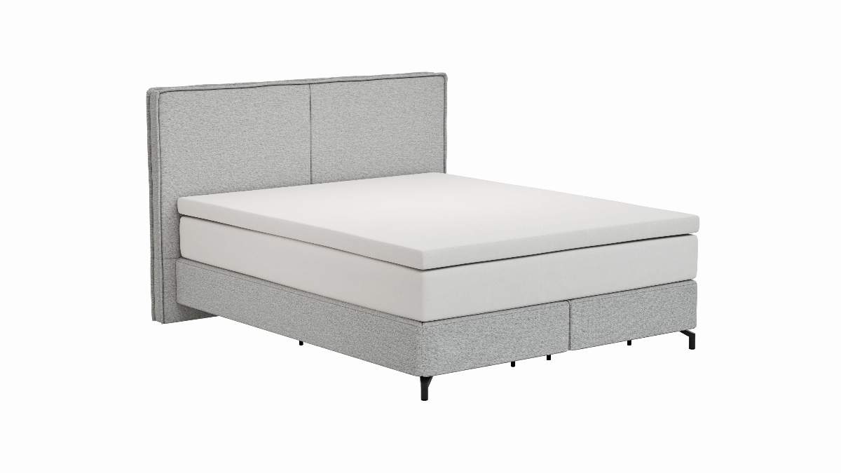 Boxspringbett Alpin - Liegefläche 160x200cm, Stoff, Grau