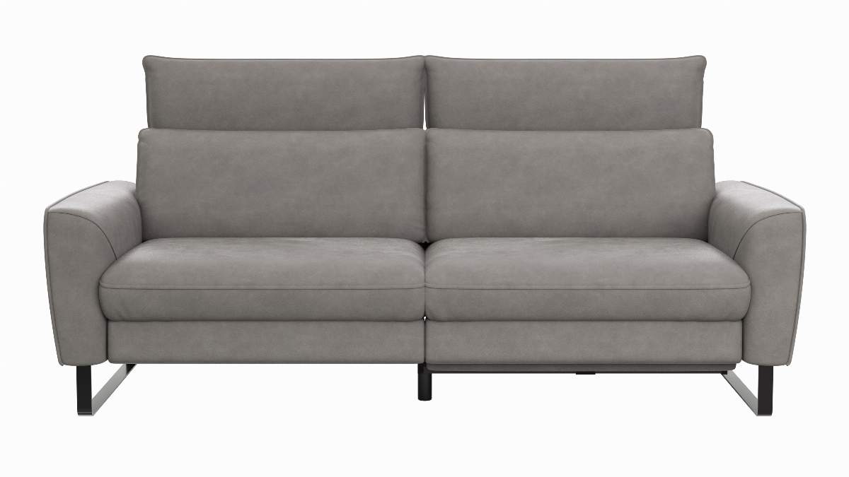 Sofa Avela - 3-Sitzer inkl. Relaxfunktion motorisch und Kopfteil verstellbar, Leder, Steingrau