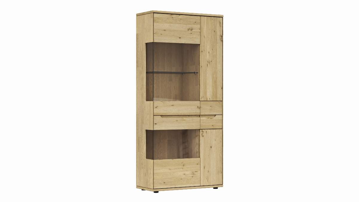 Vitrine Amora - Wildeiche massiv bianco