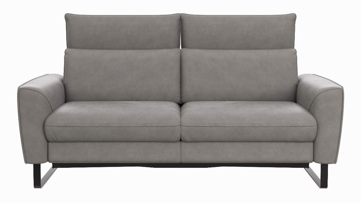 Sofa Avela - 2-Sitzer inkl. Sitzvorzug motorisch und Kopfteil verstellbar, Leder, Steingrau