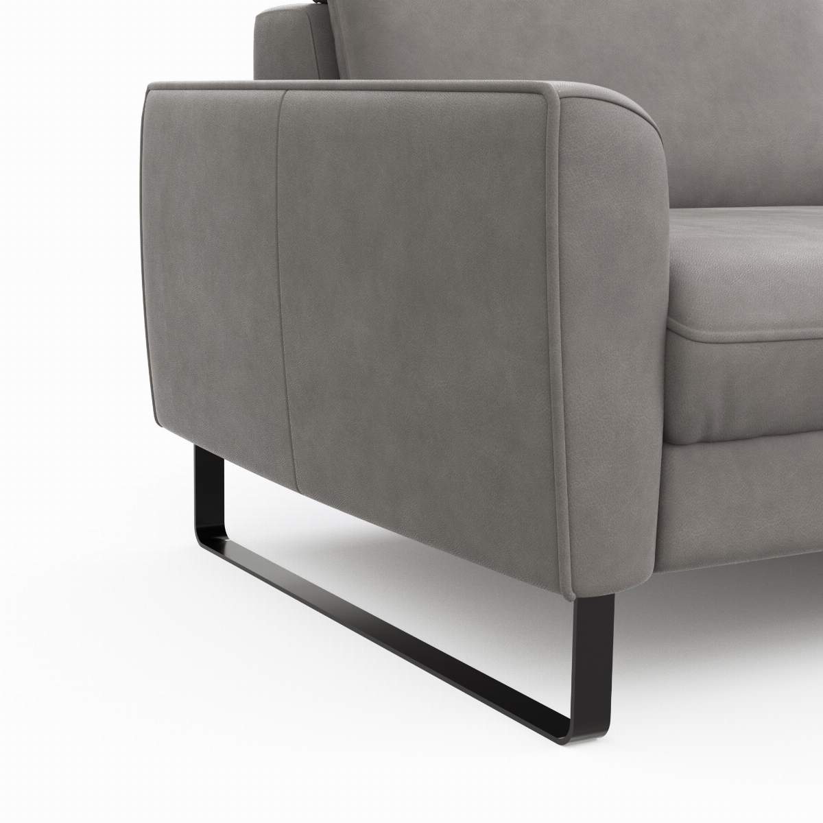 Sofa Avela - 2-Sitzer inkl. Kopfteil verstellbar, Leder, Steingrau