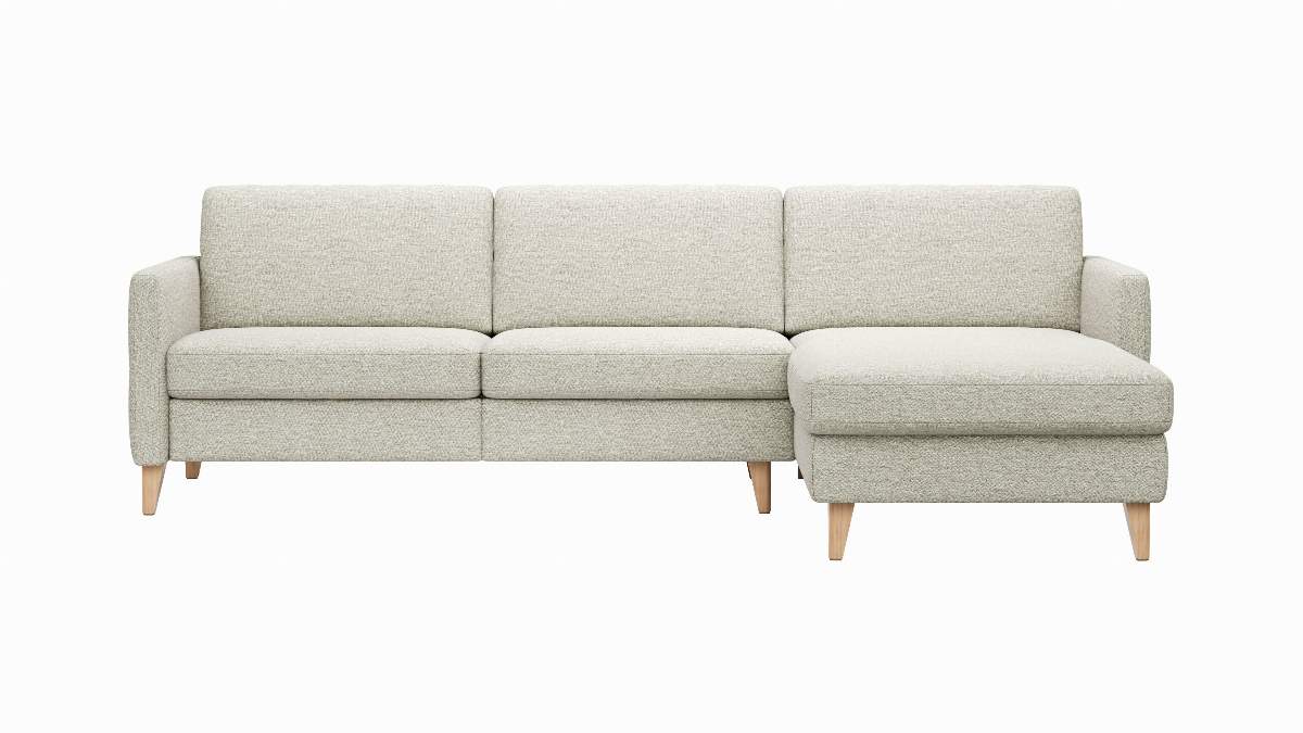 Ecksofa Arima N - 2,5-Sitzer mit Longchair rechts, Stoff, Creme
