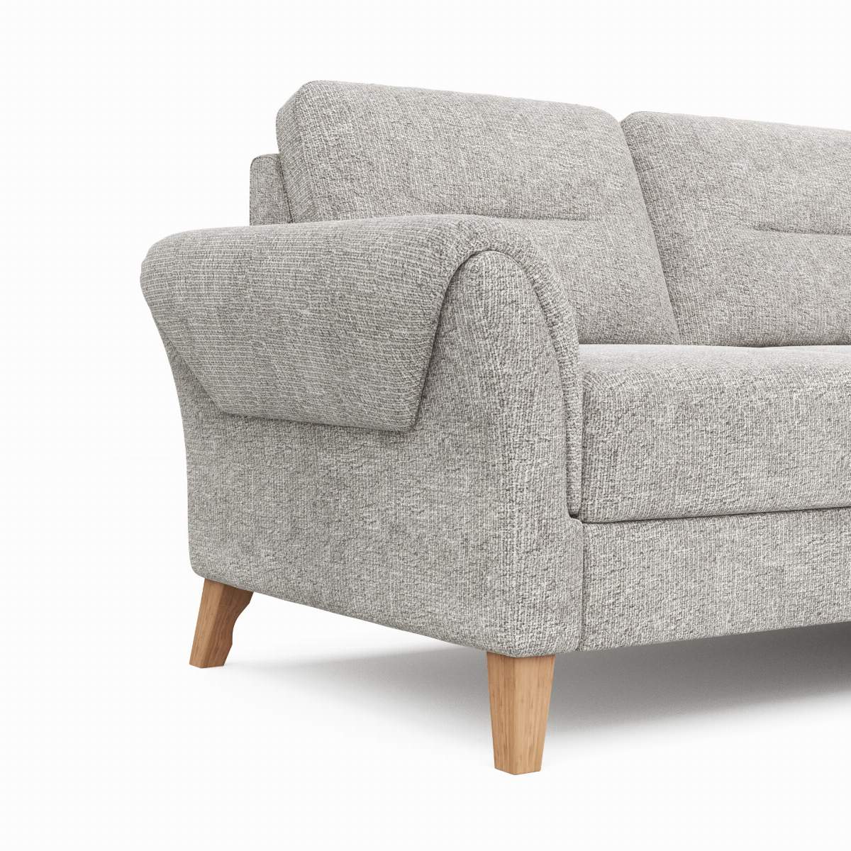 Ecksofa Almyra - 2,5-Sitzer mit Ottomane rechts, Stoff, Silbergrau