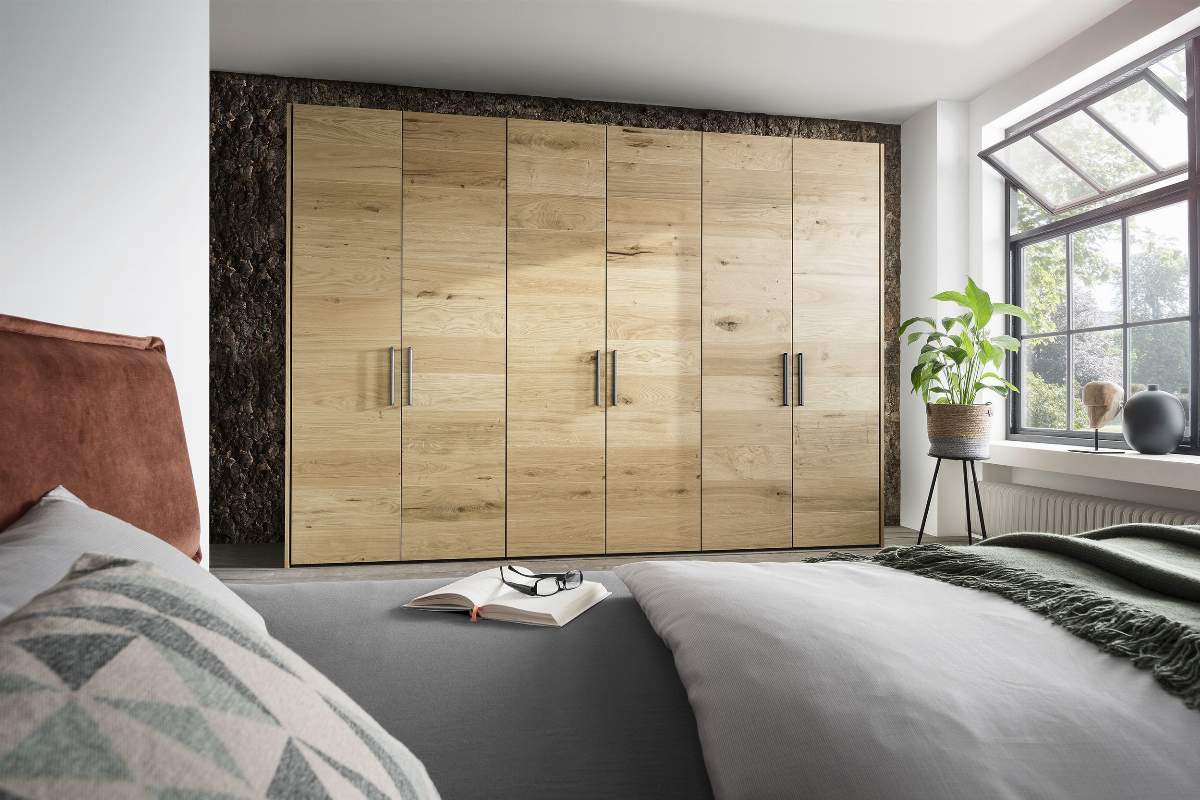 Drehtürenschrank Colorado - B. ca. 307 cm, Wildeichefurnier natur