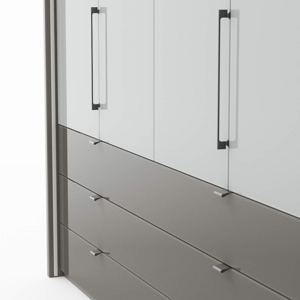 Drehtürenschrank Marbella - B. ca. 157cm, Korpus Melamin, Grau, Front Glas, Weiß