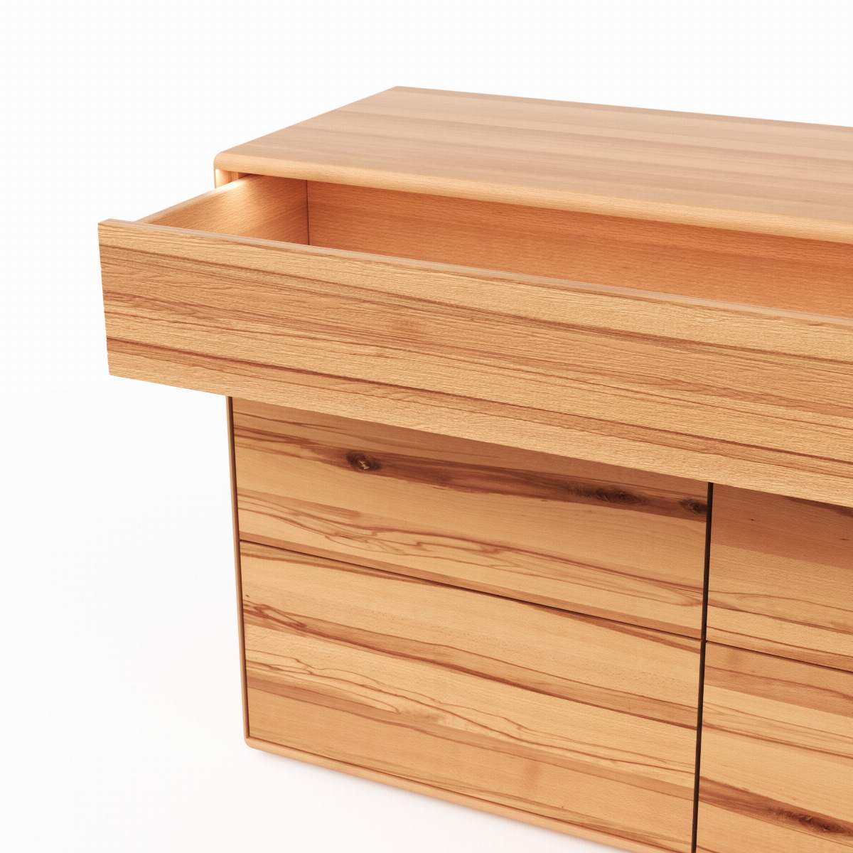 Sideboard Hillsboro - inkl. Beleuchtung, Buche/Kernbuche natur, geölt