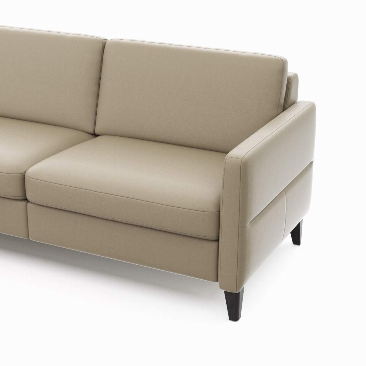 Ecksofa Arima N - Longchair mit 2,5-Sitzer rechts inkl. Kopfteil verstellbar, Leder, Champagner