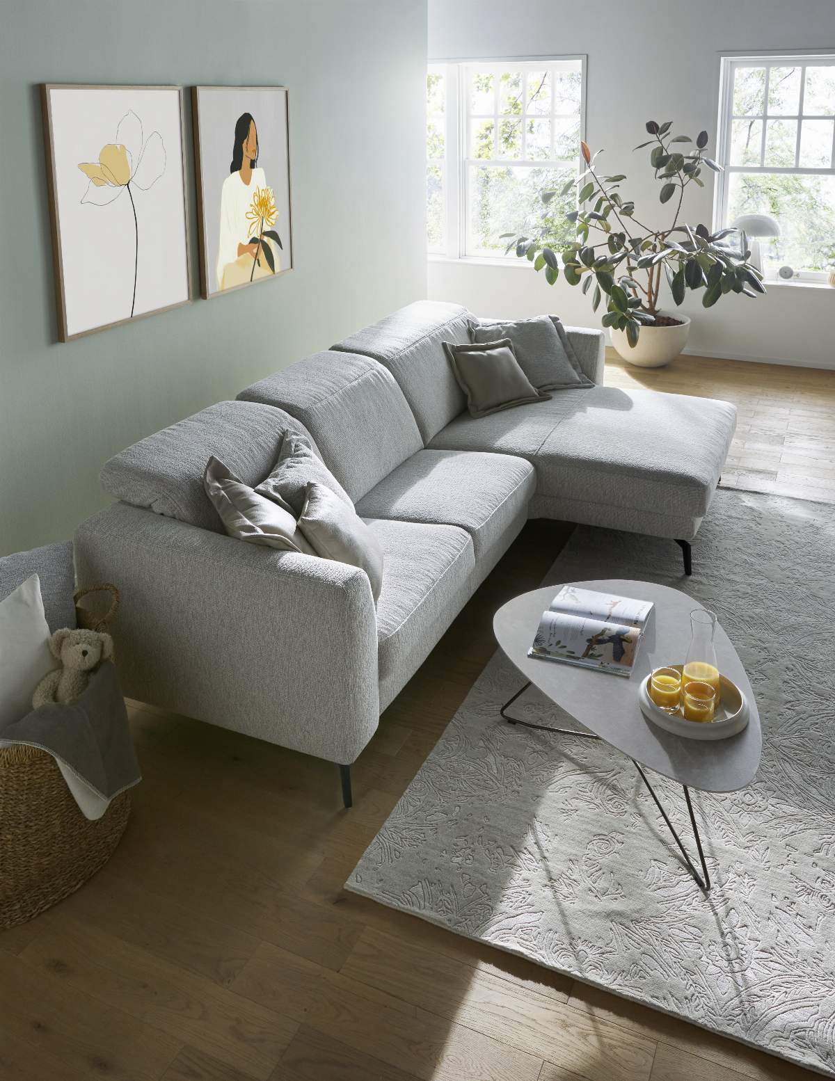 Couchtisch Oliva - LBH ca. 100x70x37 cm, HPL, Creme Natur