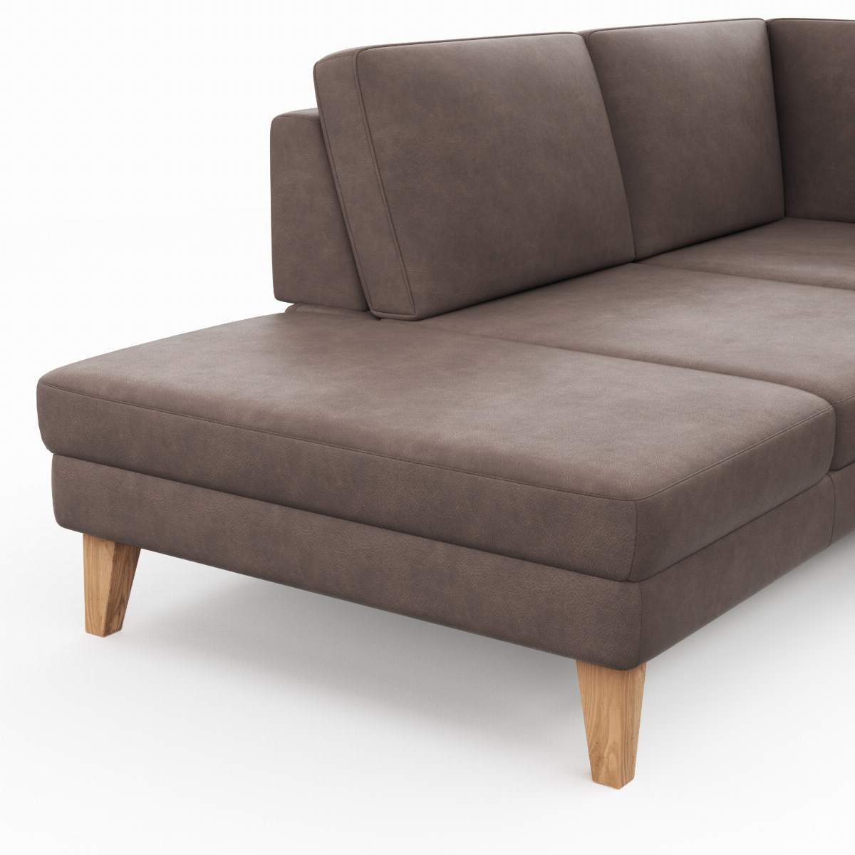 Ecksofa Houston - 1-Sitzer mit Abschlussteil links, Eckelement und 2,5-Sitzer rechts, inkl. Sitztiefenverstellung und Armlehne klappbar, Leder, Dunkelbraun