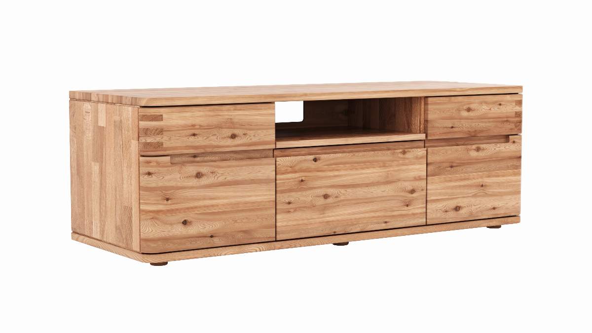 Lowboard Cartago Soft - Astbuche massiv, natur geölt