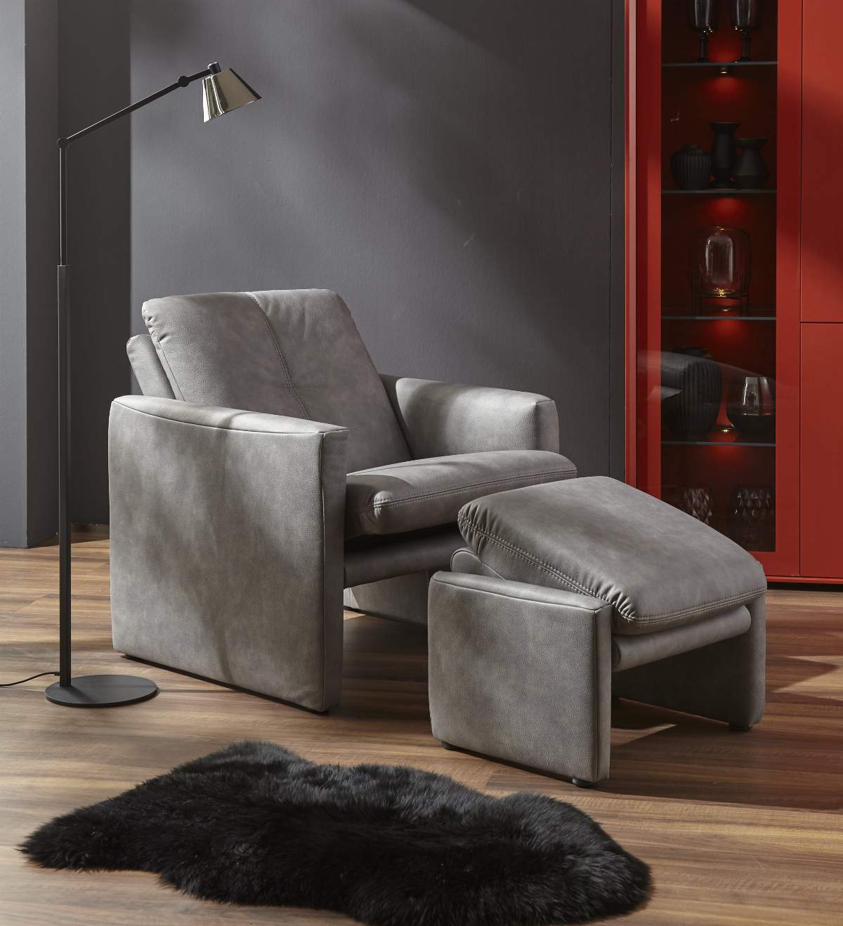Hocker Tenero - inkl. Sitzhöhe verstellbar, Stoff, Grau