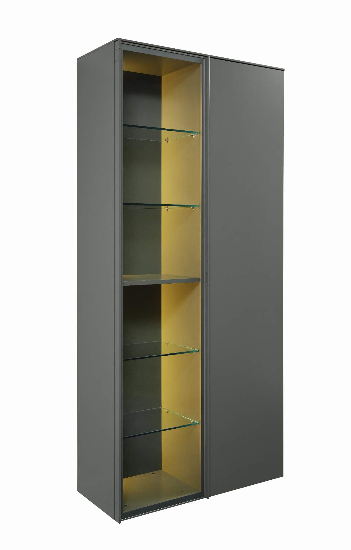 Vitrine Satola - inkl. Beleuchtung, Lack matt, Olive