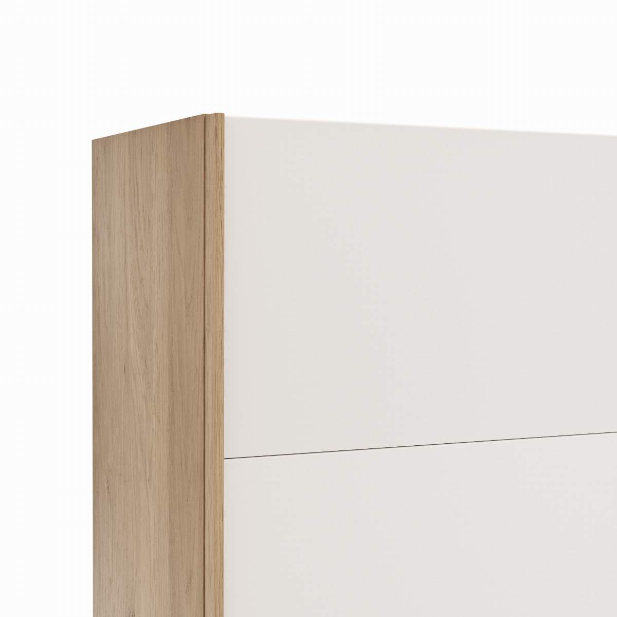 Schwebetürenschrank Viana - B ca. 241 cm, Lack, Weiß, Riffholz, Balkeneiche