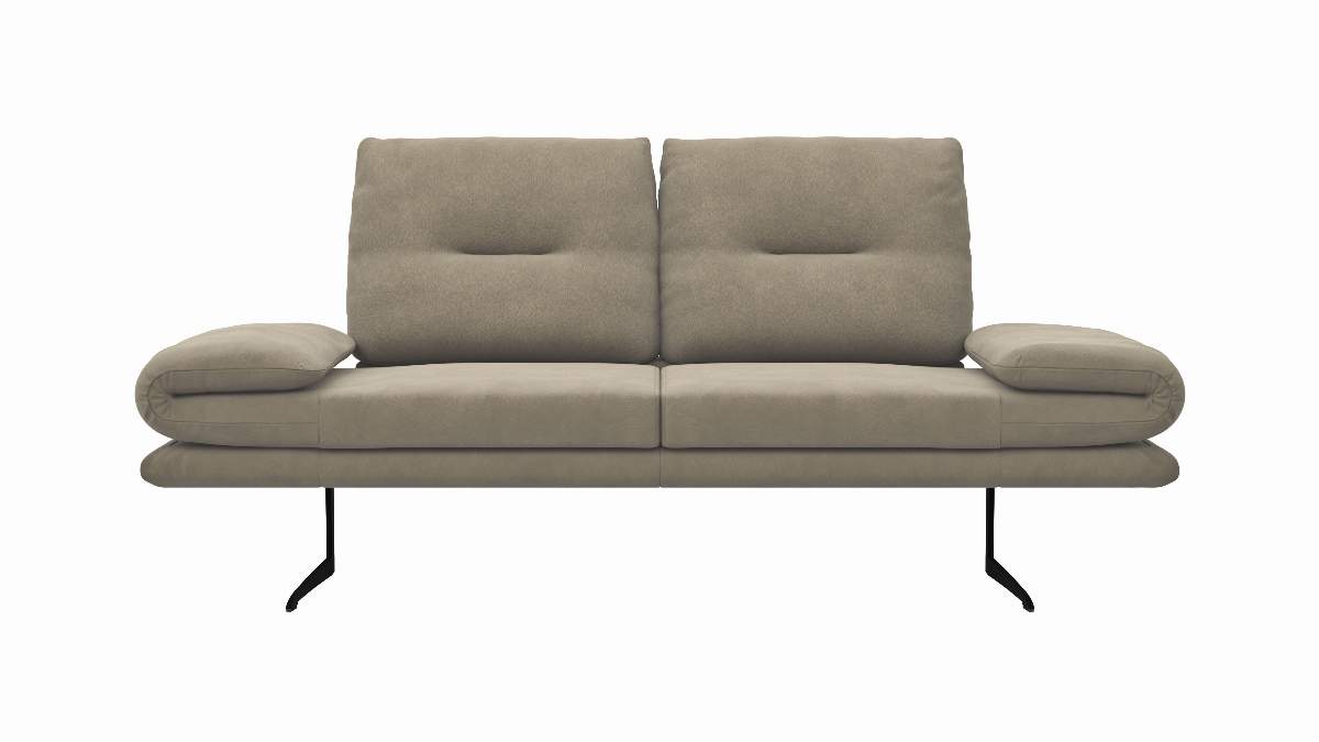 Sofa Lucero - 2,5-Sitzer inkl. Drehsitze und Armlehne/Rückenlehne und Sitztiefe verstellbar, Leder, Taupe