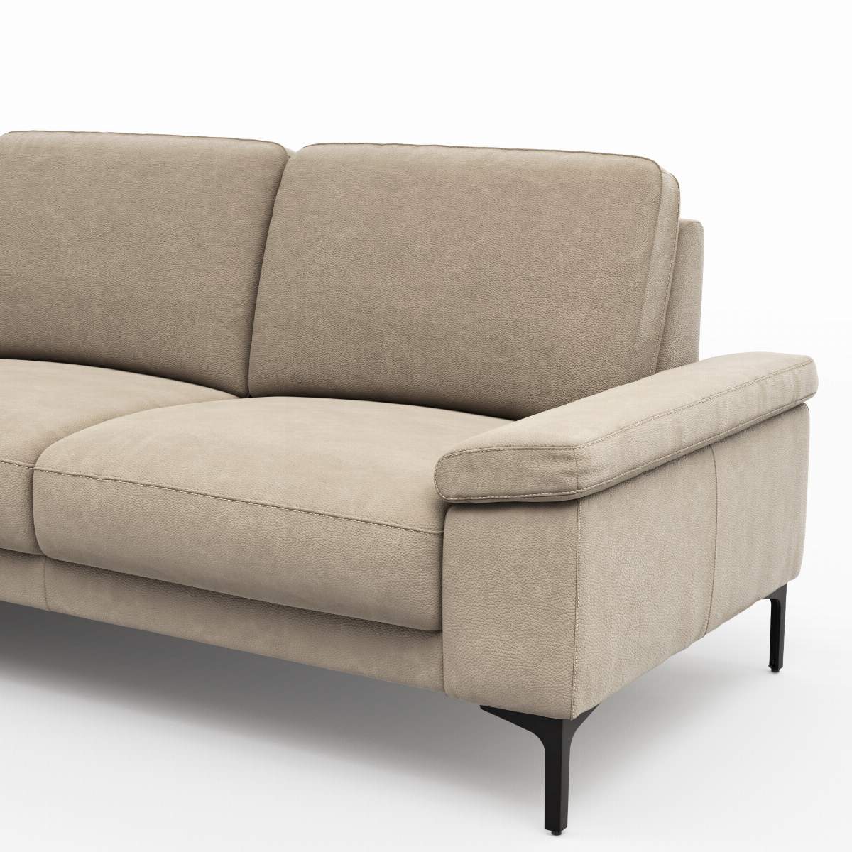 Ecksofa Matero - Ecke mit 2-Sitzer rechts, Leder, Taupe