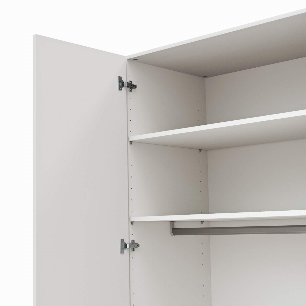 Drehtürenschrank Viana - B ca. 204 cm, Lack, Weiß, Riffholz, Wildeiche